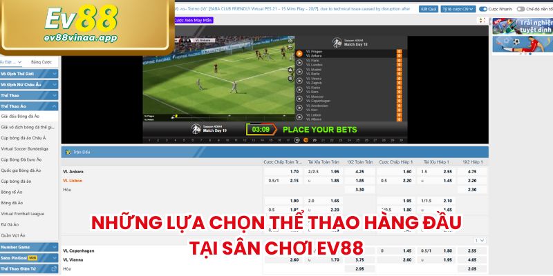 Những lựa chọn thể thao hàng đầu tại sân chơi EV88